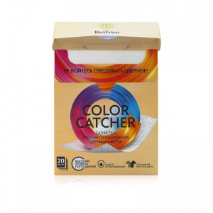 Салфетки против окрашивания цветного белья BioTrim Color Catcher, 20 шт